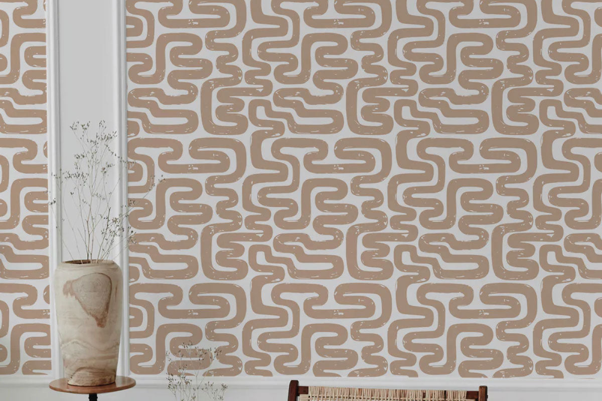 Brush strokes pattern wallpaper in trending Mocha Mousse color
