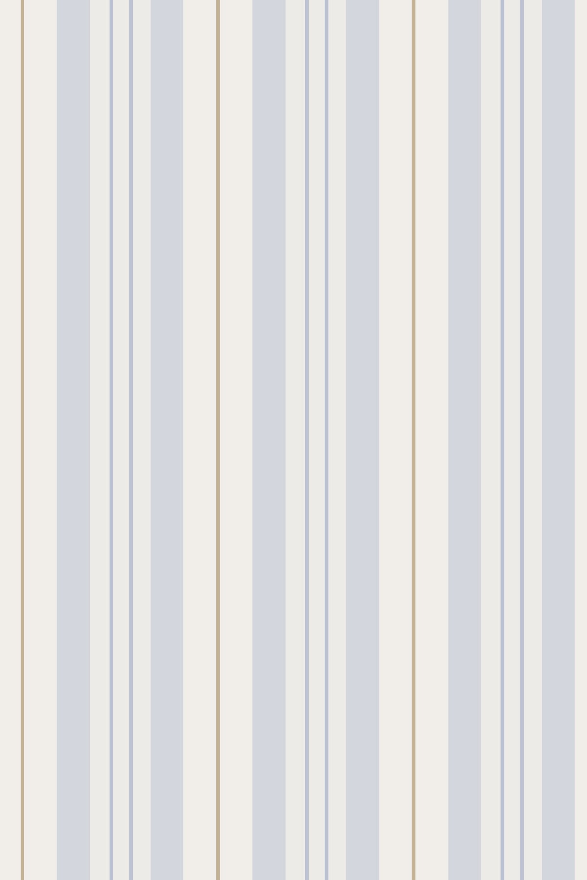 Striped wallpaper pattern with alternating soft blue, cream, white, and beige vertical lines.