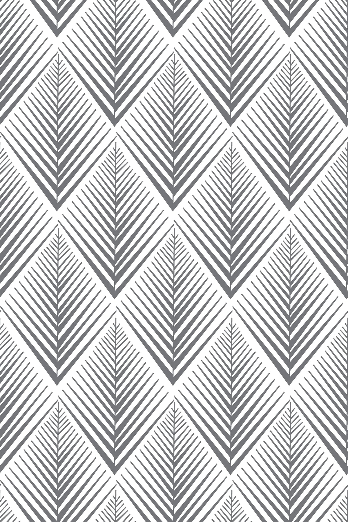 Geometric wallpaper pattern with repeating gray chevron and herringbone lines.