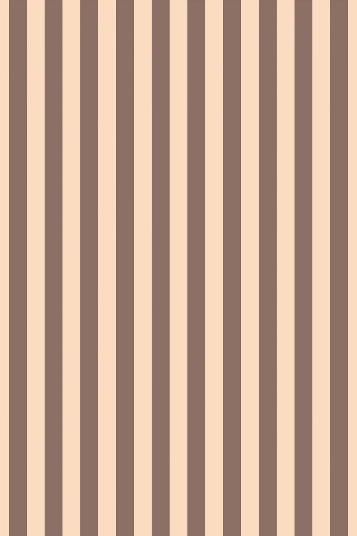 Blush pink and brown striped wallpaper