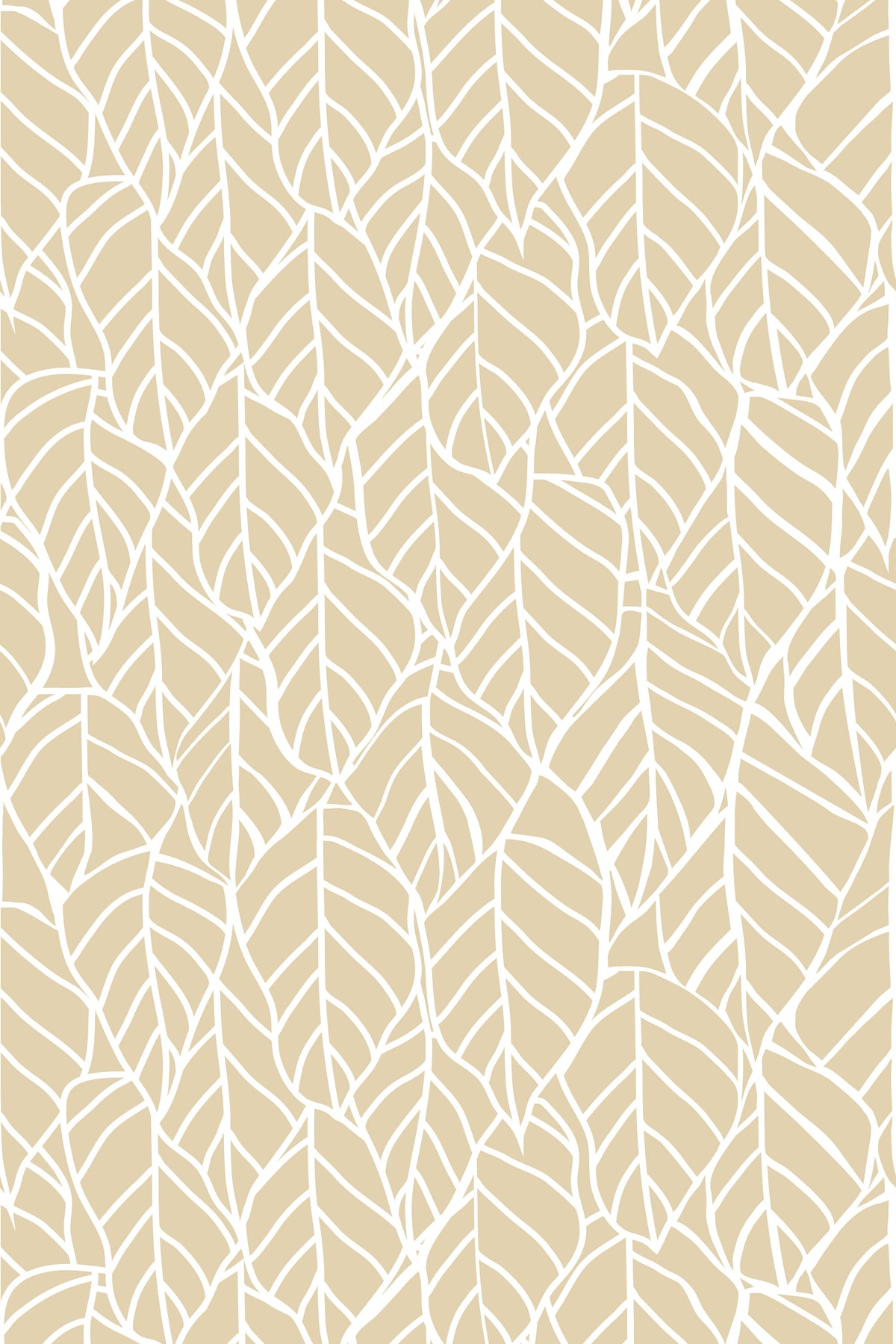 Overlapping leaf wallpaper pattern with white outlines