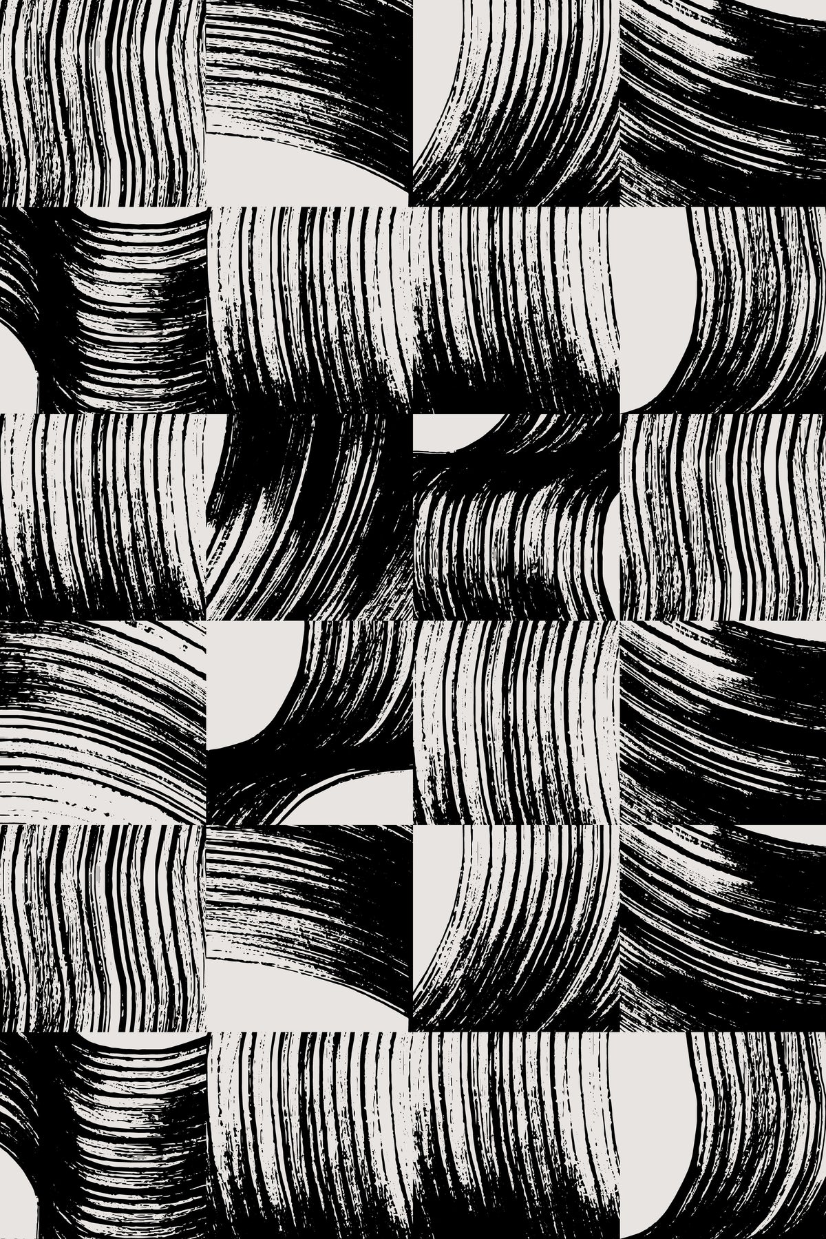 Abstract black brushstroke wallpaper pattern.