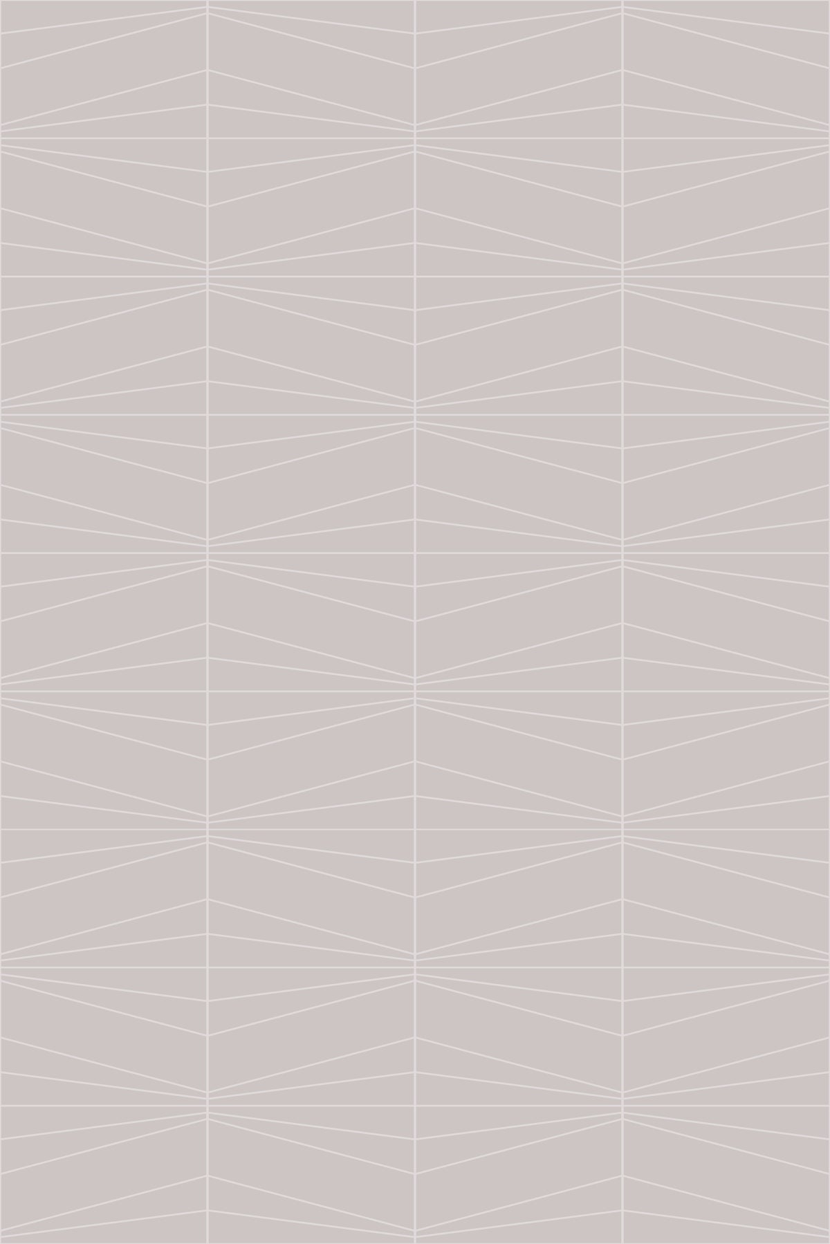 Soft beige geometric wallpaper with thin white lines forming repeating angular, diamond-like patterns.