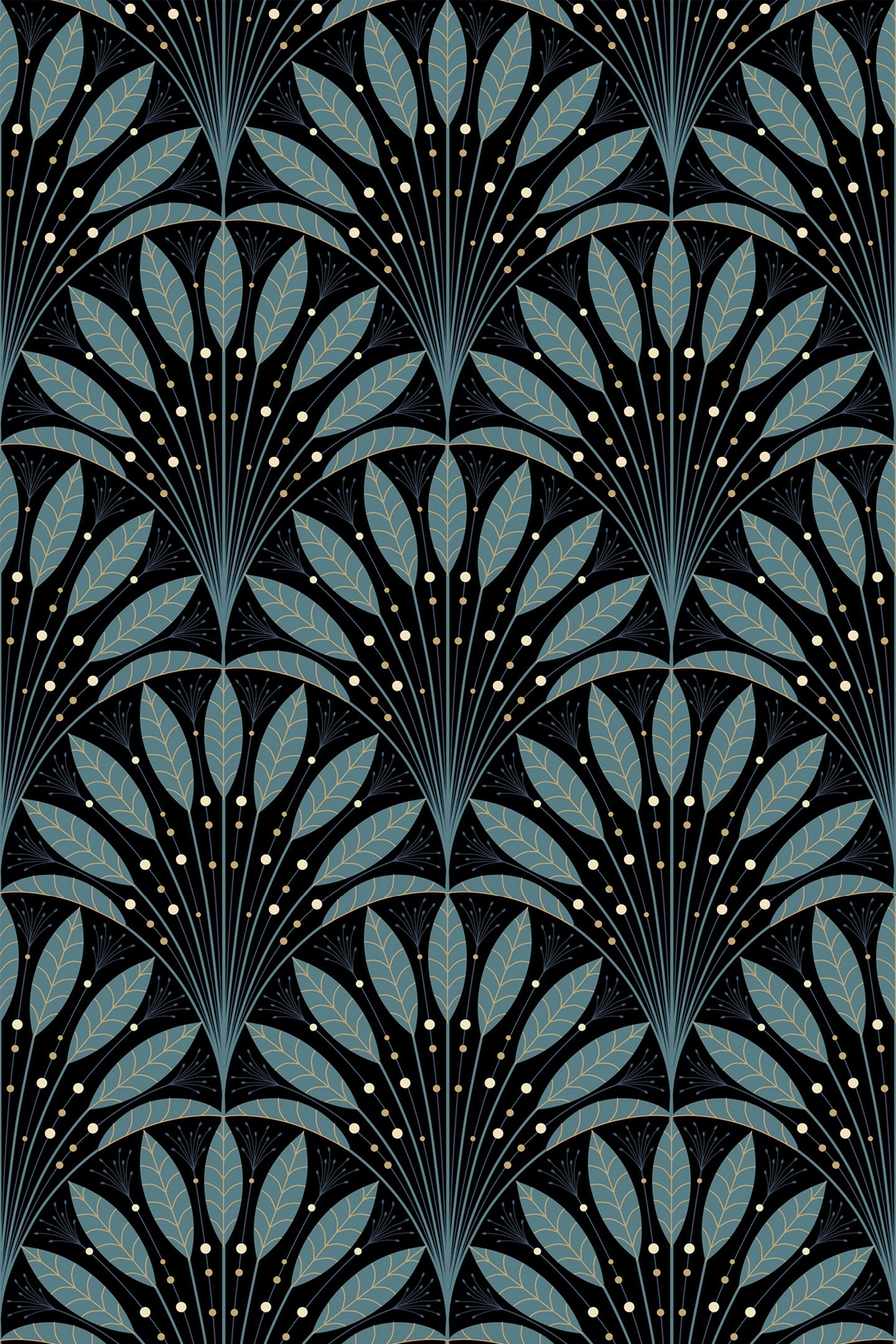 Bold blue leaf arch wallpaper for walls