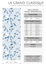 blue floral peel and stick wallpaper specifiation
