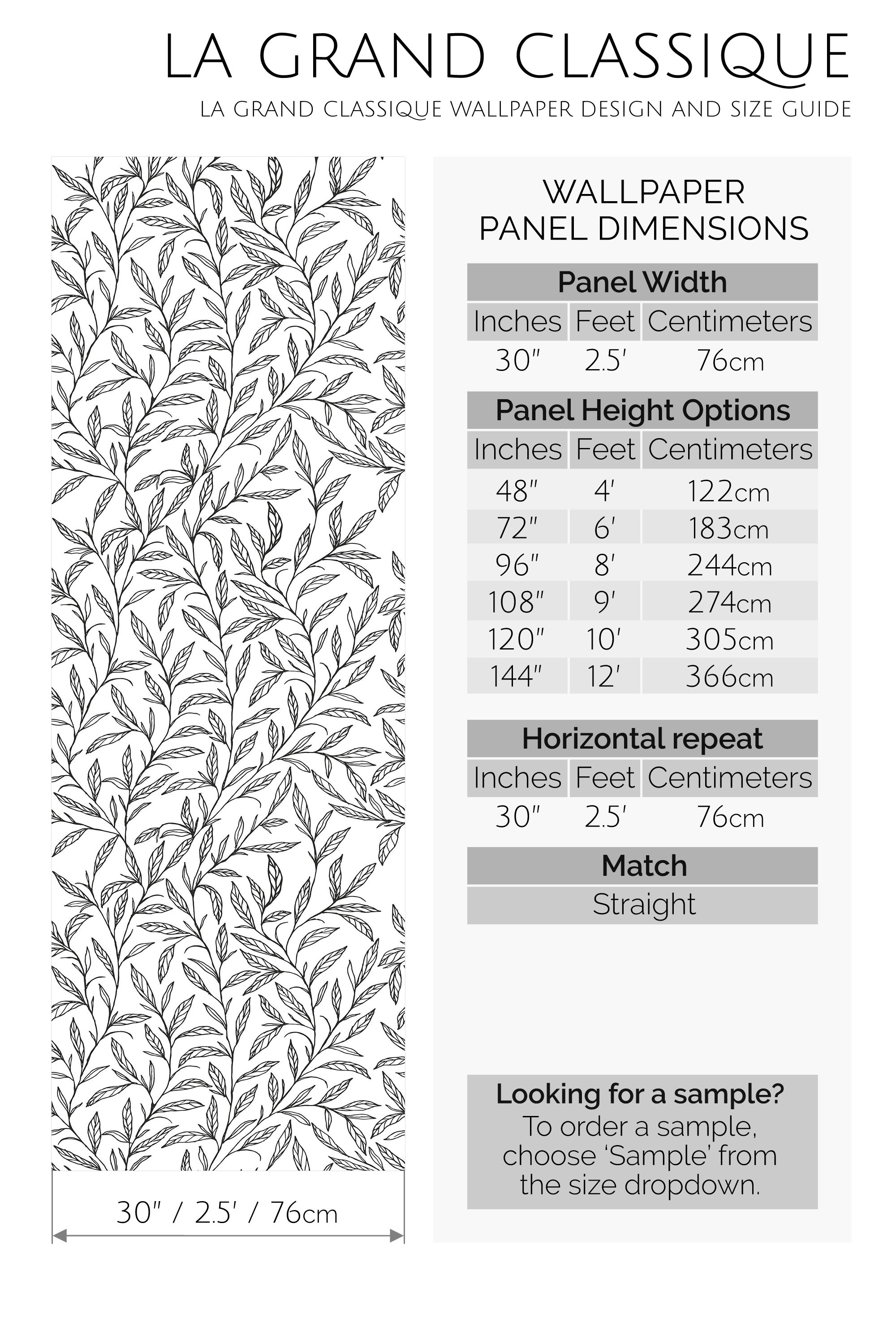 black leaf peel and stick wallpaper specifiation