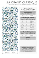 blue watercolor leaf peel and stick wallpaper specifiation