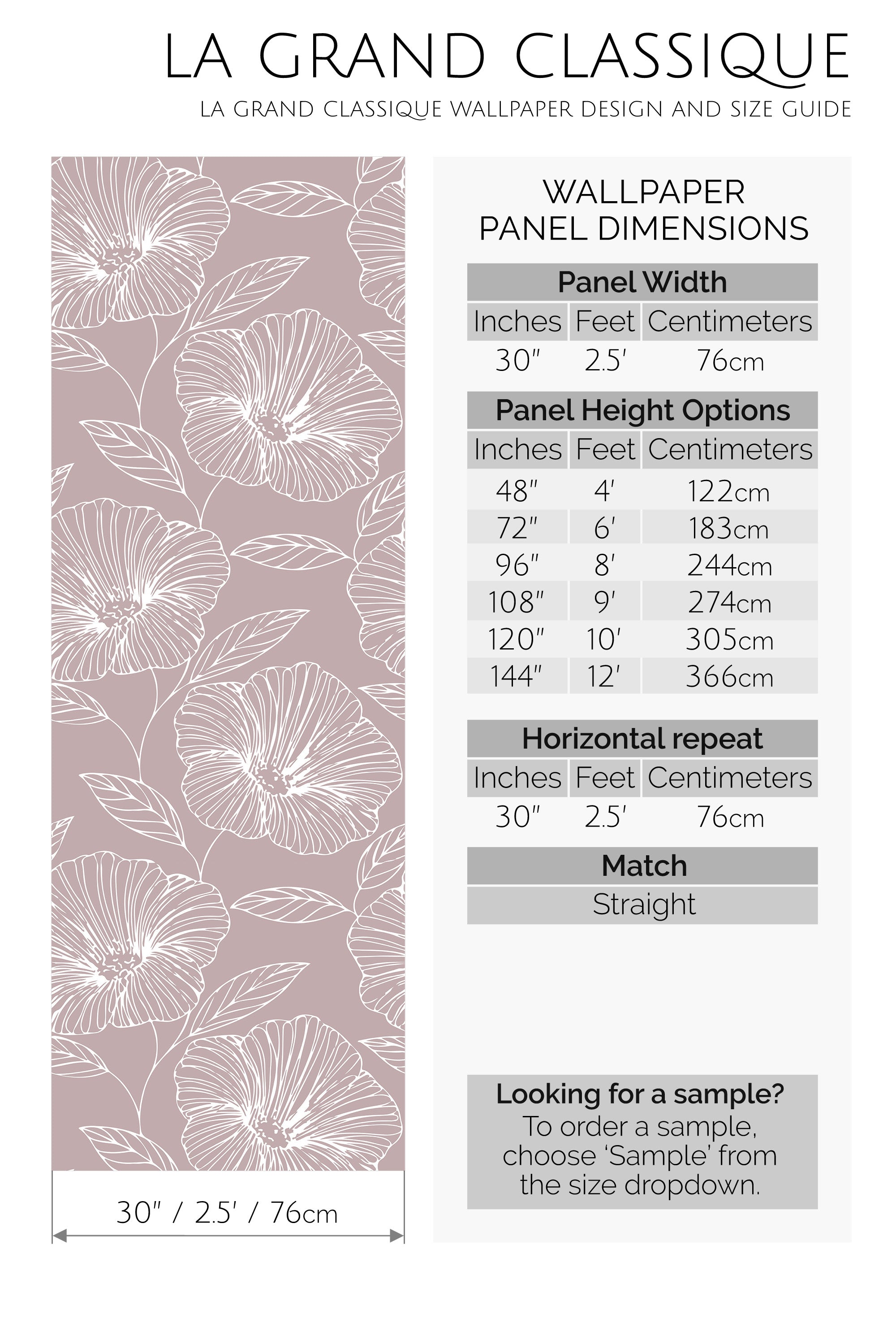 floral line art peel and stick wallpaper specifiation