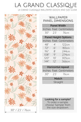 orange flower peel and stick wallpaper specifiation
