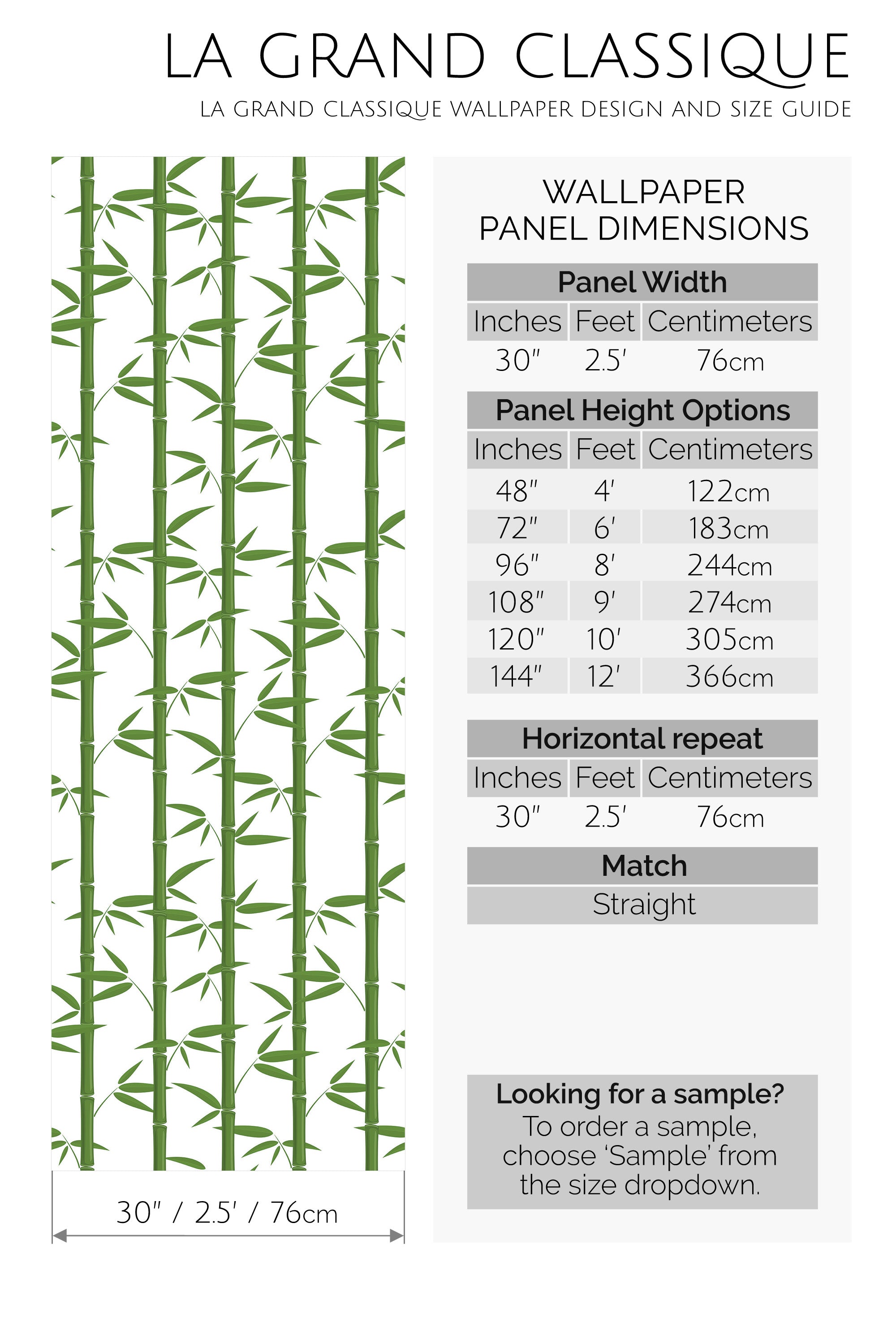 green bamboo peel and stick wallpaper specifiation