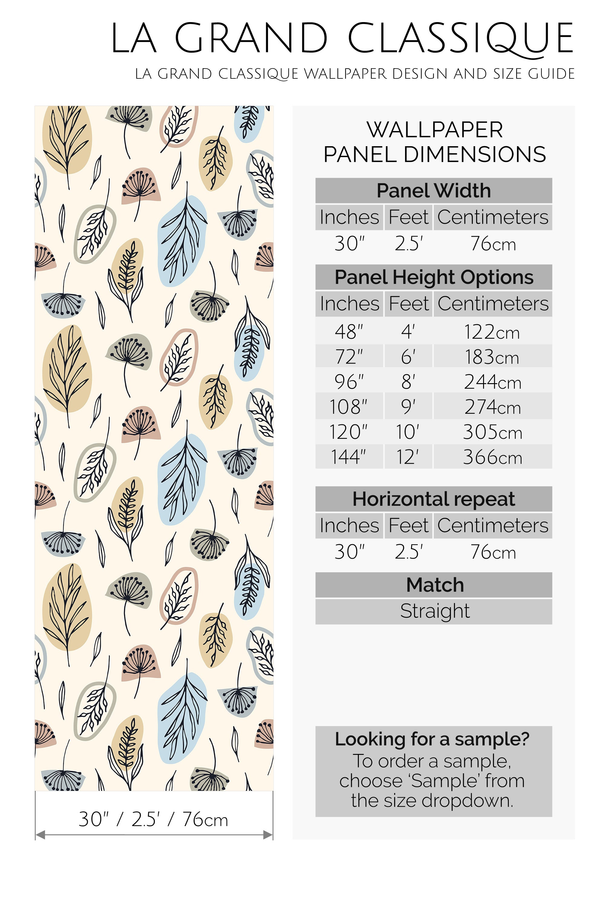 colorful boho leaves peel and stick wallpaper specifiation