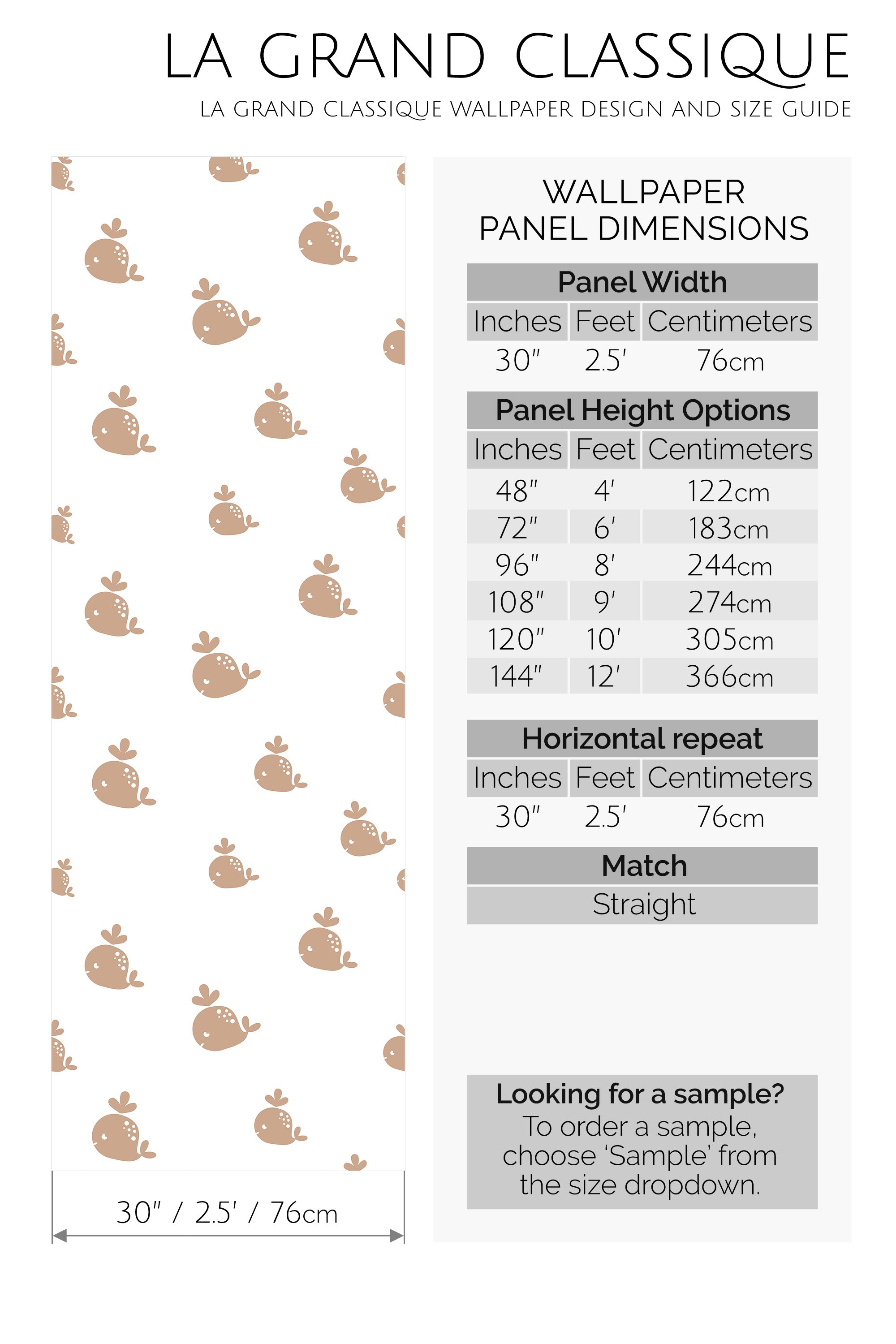 small whale peel and stick wallpaper specifiation