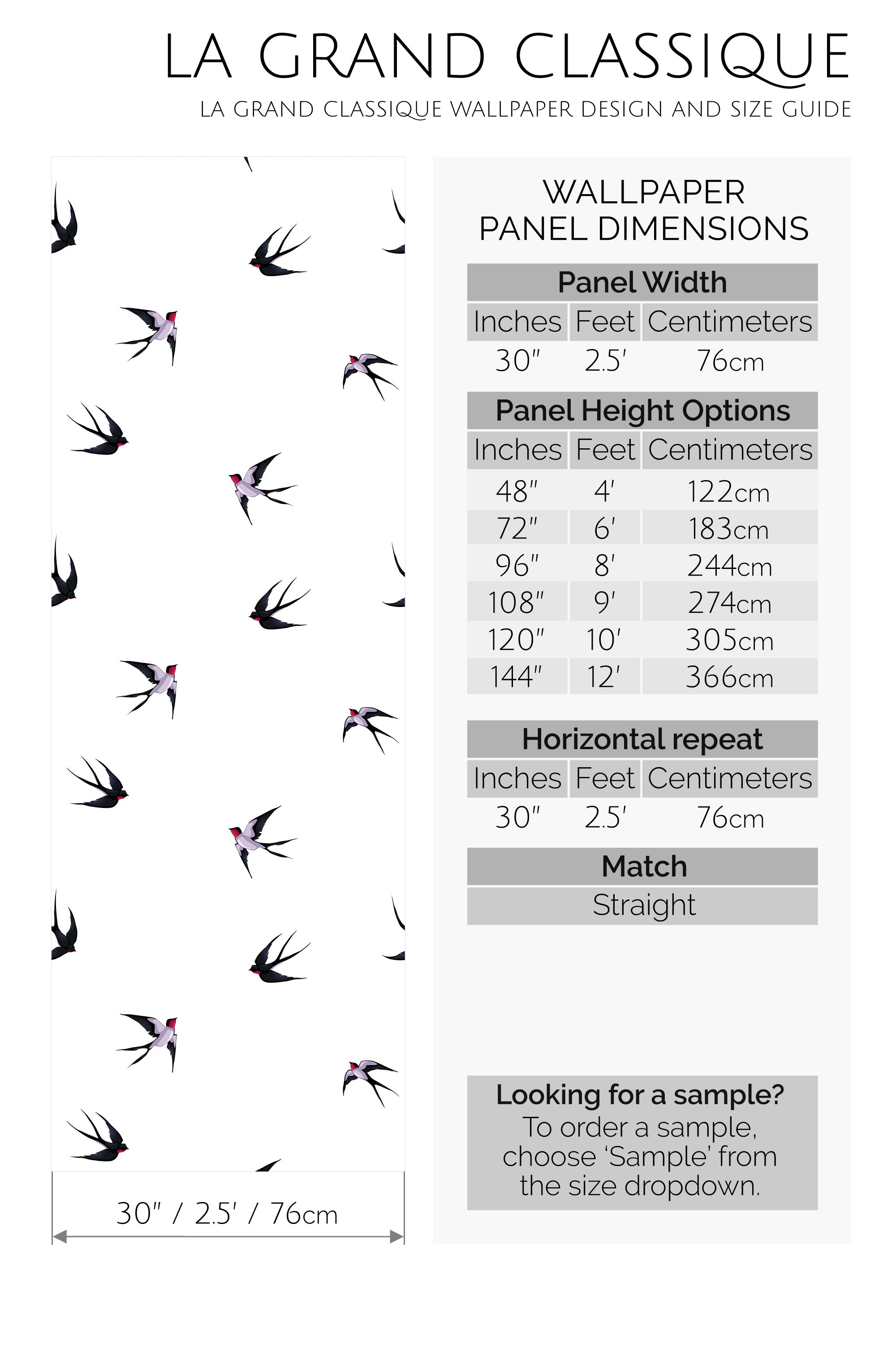 swallow peel and stick wallpaper specifiation