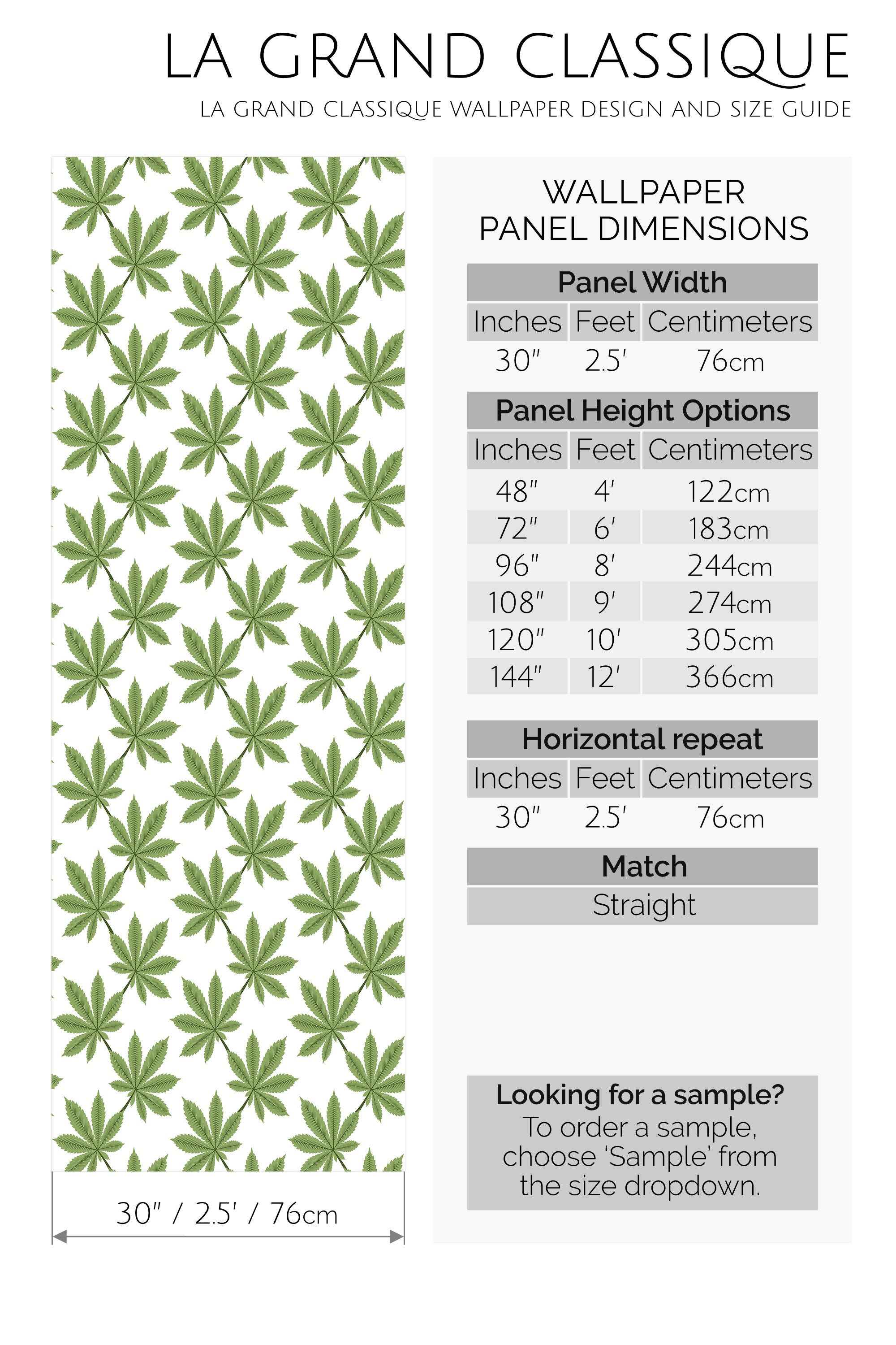 green leaves peel and stick wallpaper specifiation