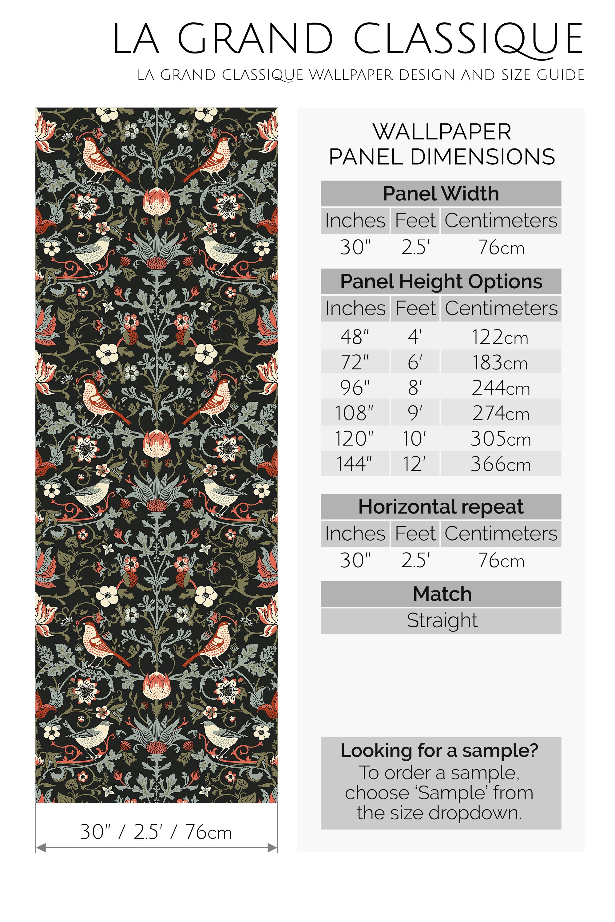 vintage bird peel and stick wallpaper specifiation