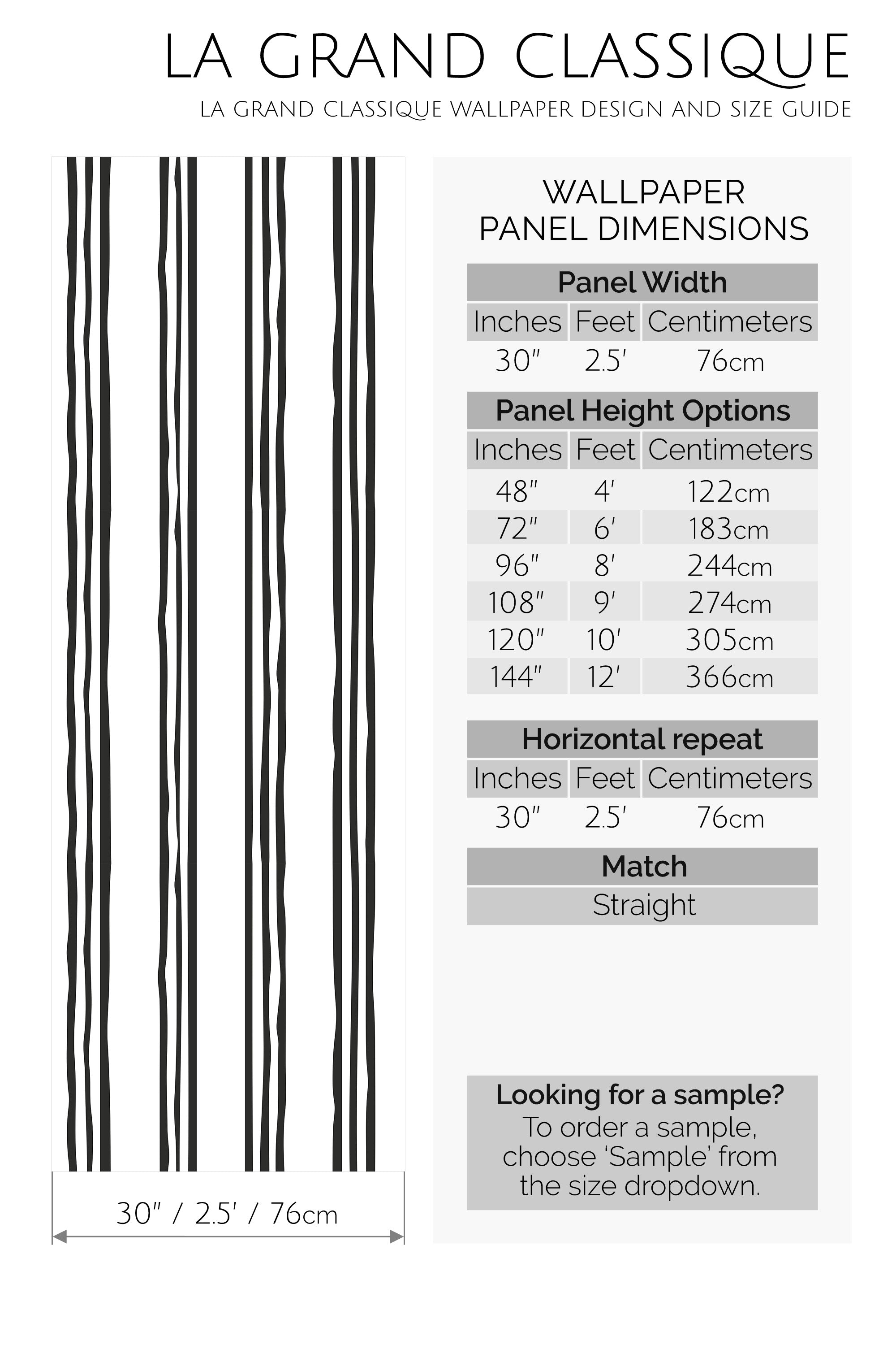 bold striped print peel and stick wallpaper specifiation