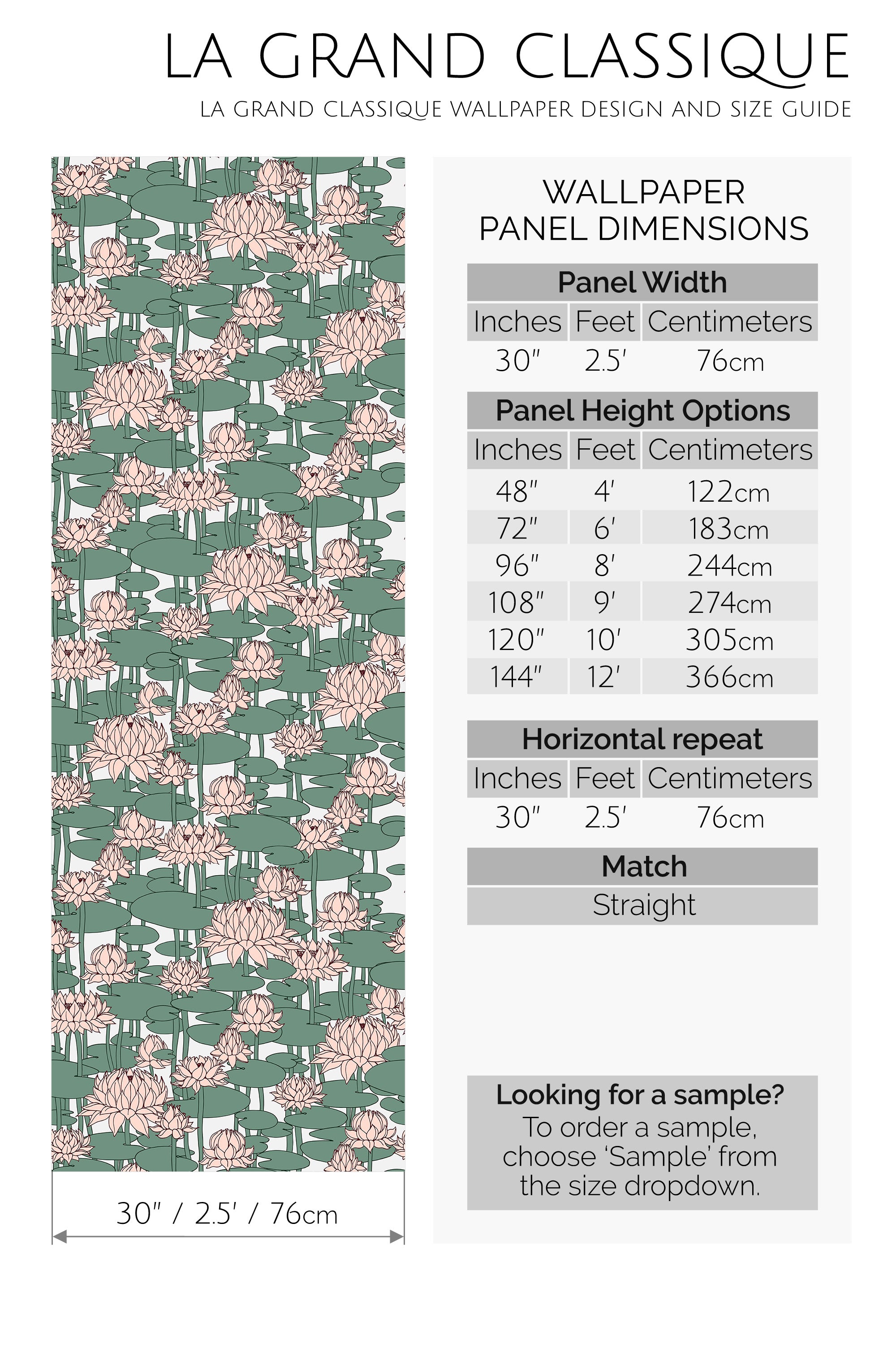 lotus peel and stick wallpaper specifiation