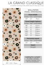 beige 70s retro peel and stick wallpaper specifiation