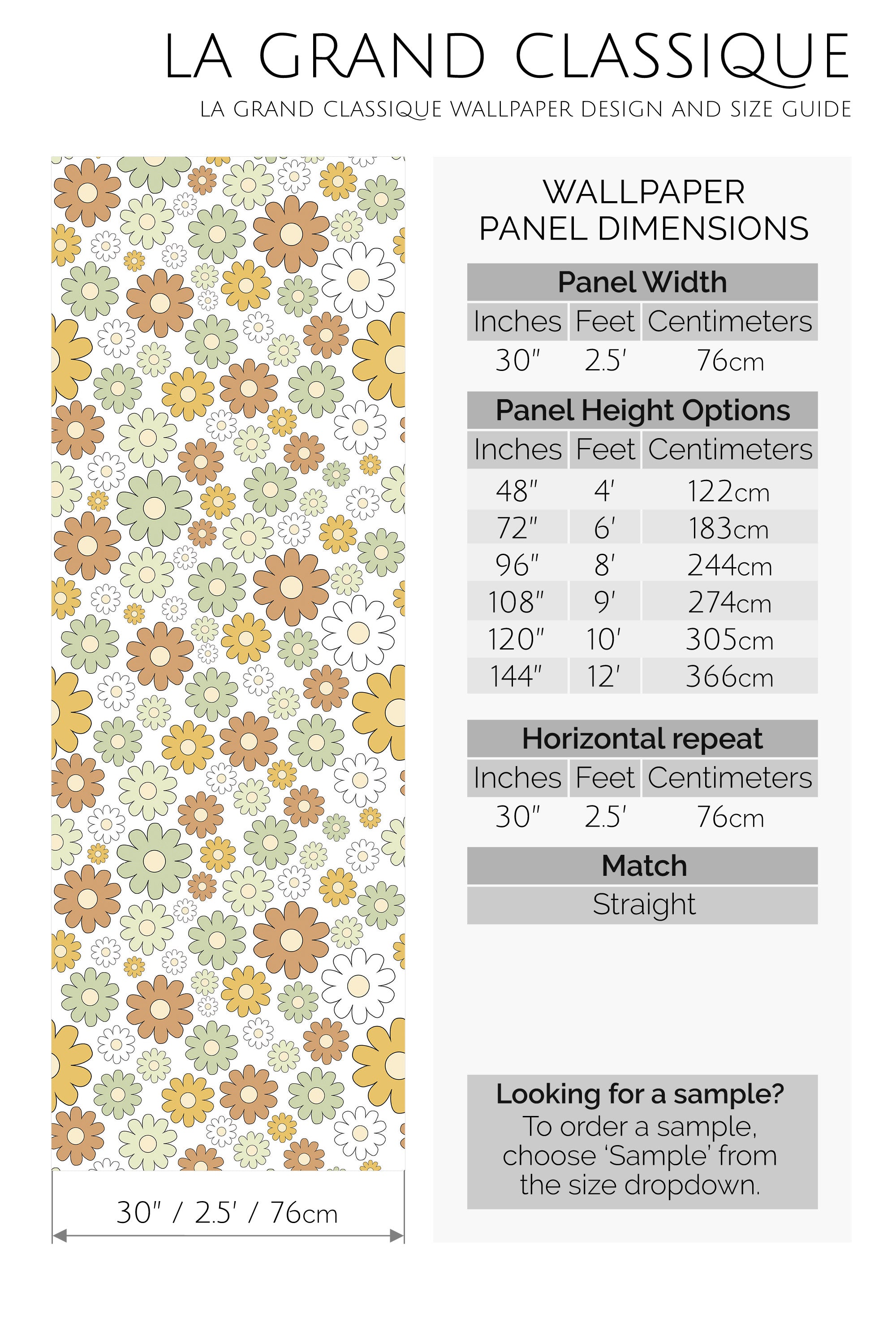 neutral flower meadow peel and stick wallpaper specifiation