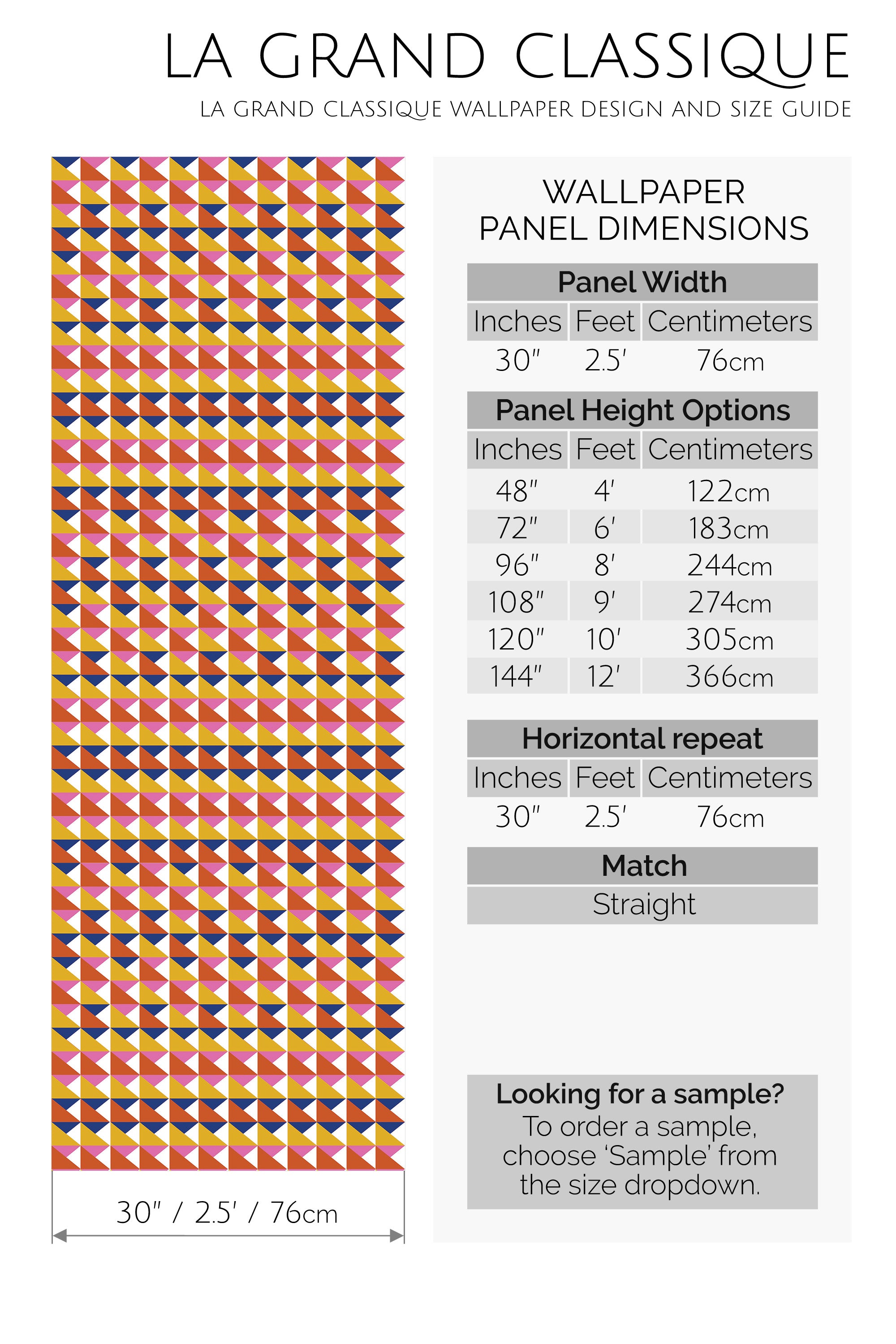 retro triangles peel and stick wallpaper specifiation