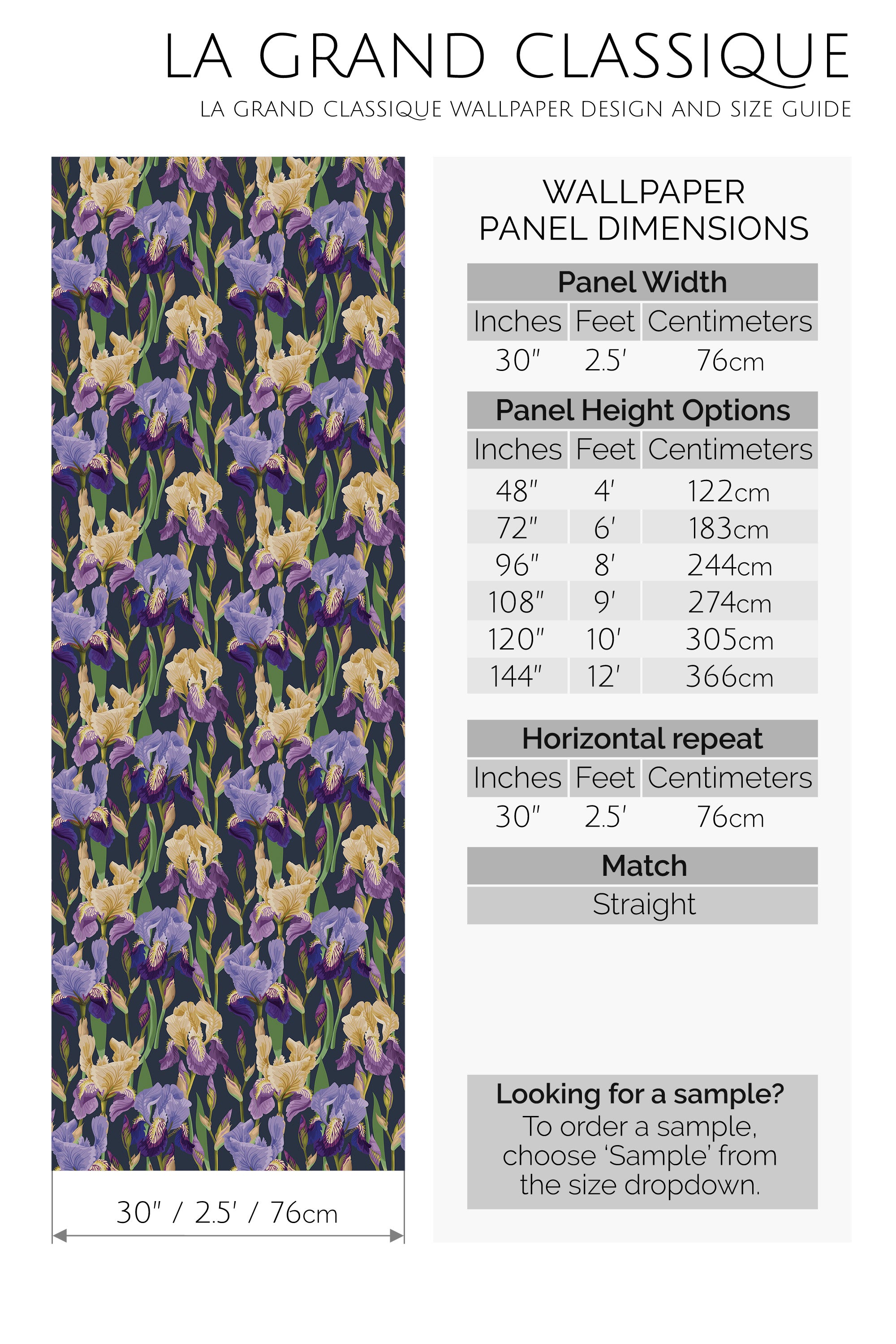 bold iris peel and stick wallpaper specifiation