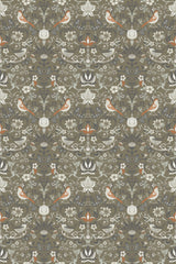 Elegant vintage springtime pattern with pastel-colored floral and bird motifs on a muted background, ideal for stylish home decor, peel and stick removable wallpaper.