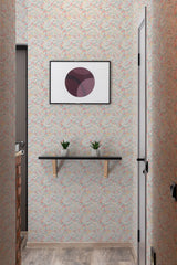 A room with walls covered in vivid spring blossom wallpaper, bursting with intricate floral patterns and lively colors, invoking a fresh and traditional ambiance, traditional wallpaper.