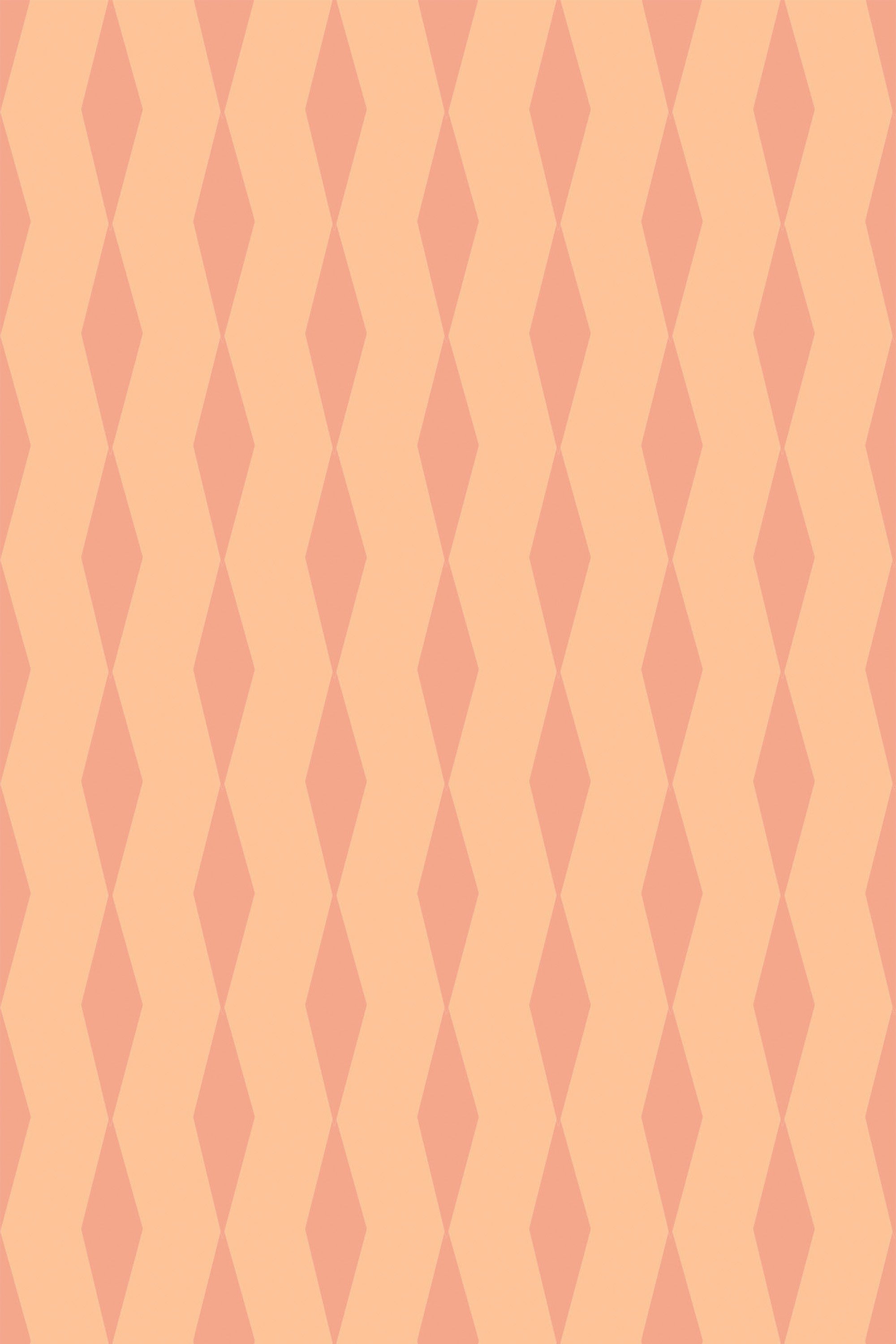 A seamless pattern of orange and beige rhombuses on a peel and stick removable wallpaper.