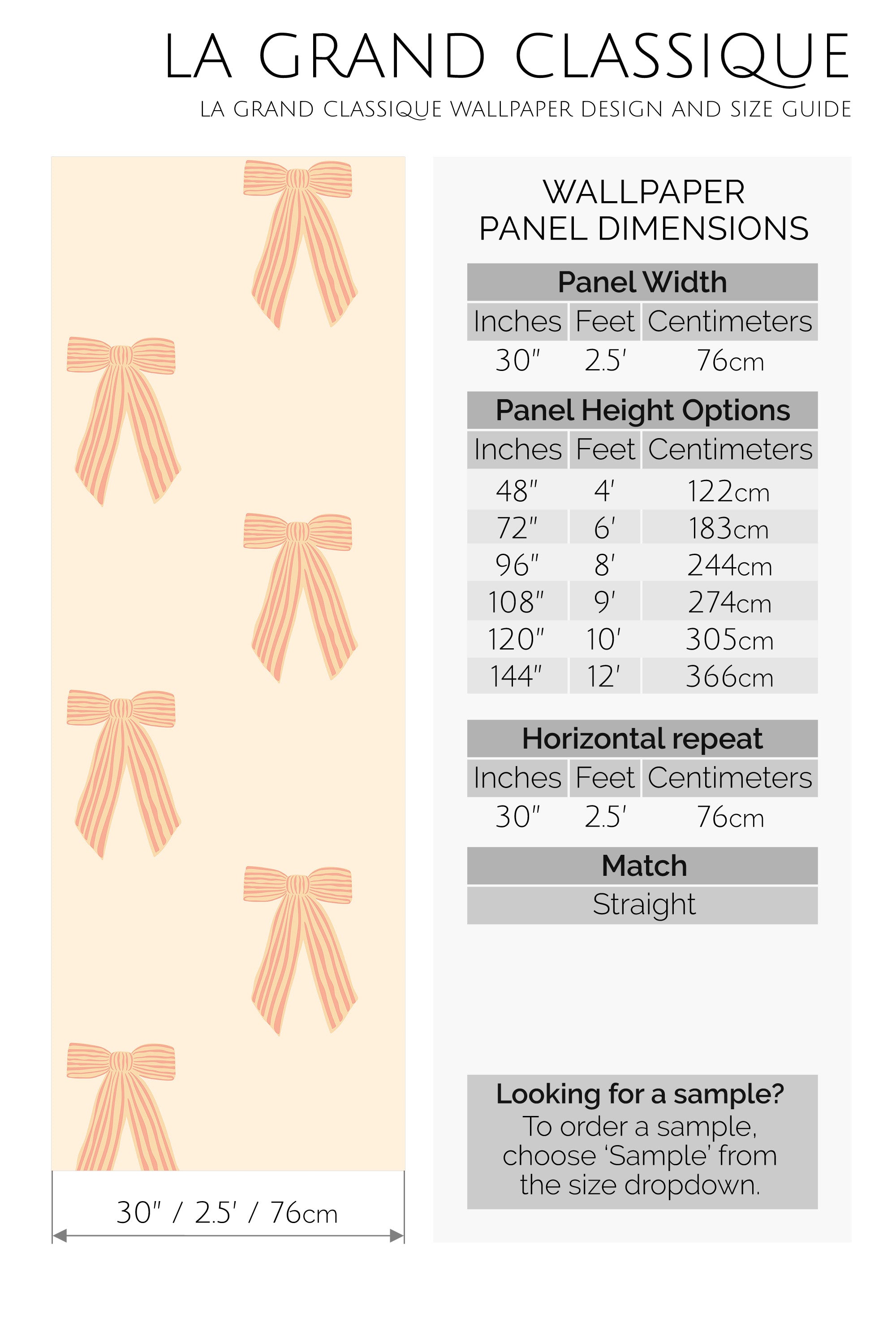 striped vintage bow peel and stick wallpaper specifiation