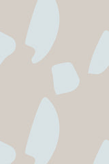 A pattern of pale blue and beige abstract shapes on a neutral background, creating a minimalist and modern aesthetic for a peel and stick removable wallpaper.