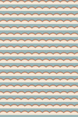 A seamless pattern of stylized clouds in shades of orange, teal, and grey on a pale background, forming a continuous, rhythmic design for peel and stick removable wallpaper.