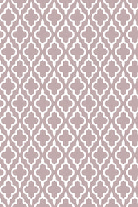 Geometric pattern with interlocking shapes in a neutral color scheme on peel and stick removable wallpaper.