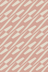 A geometric pattern with alternating diagonal and intersecting lines on a pink background, peel and stick removable wallpaper.