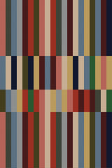 Vertical earth-toned stripes in varying shades of brown, green, red, and blue on peel and stick removable wallpaper.