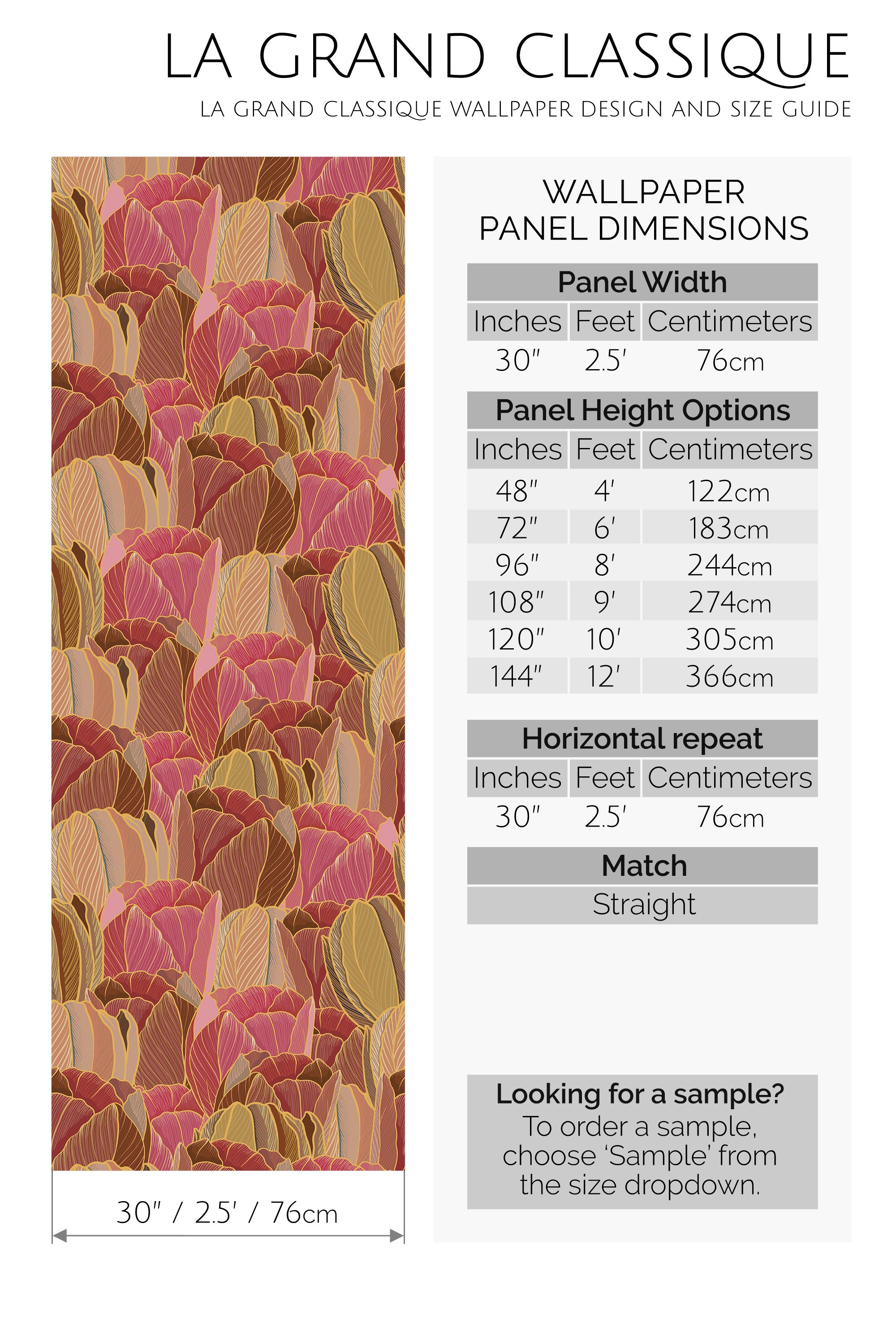pink and ocher leaves peel and stick wallpaper specifiation