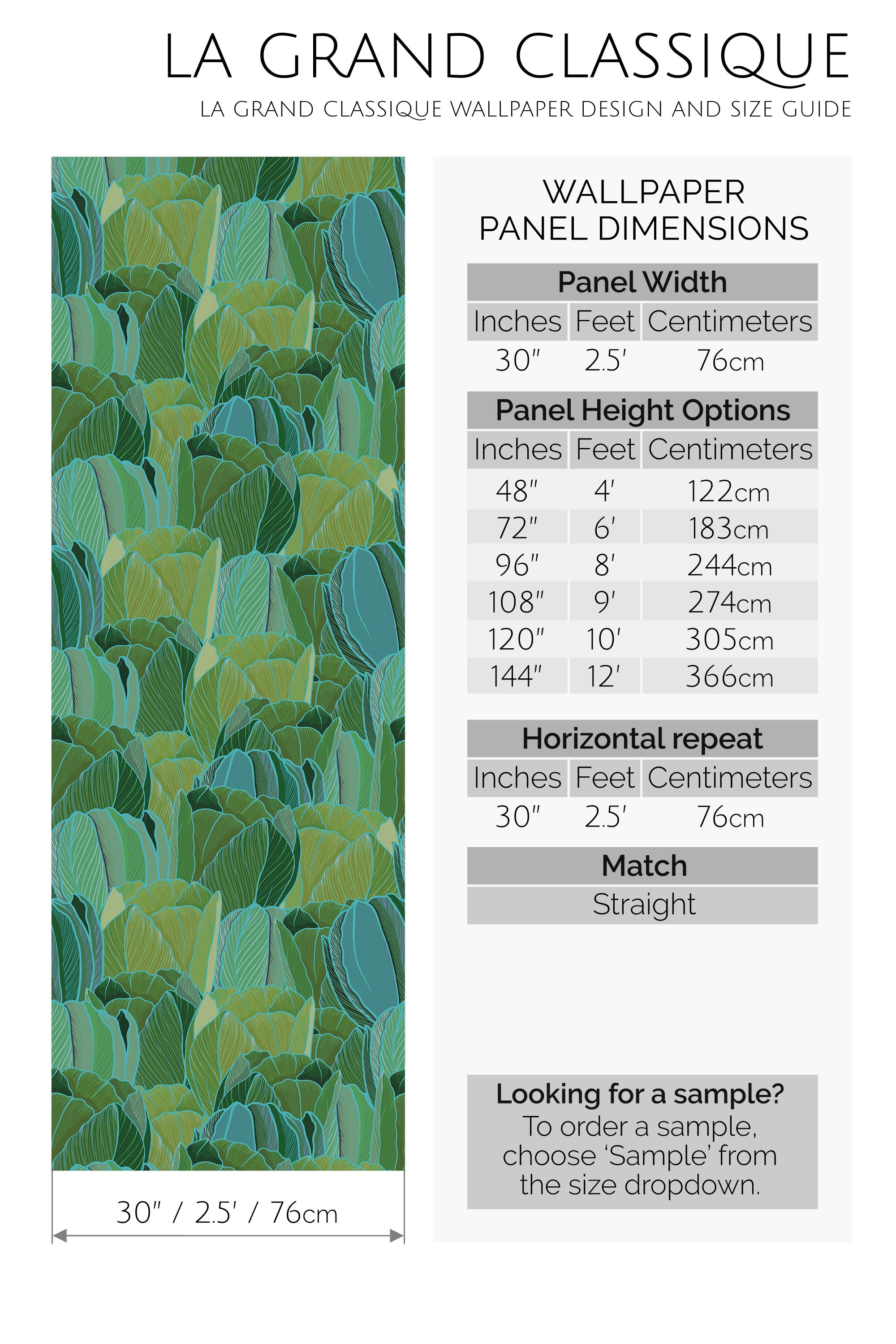 green and teal leaves peel and stick wallpaper specifiation