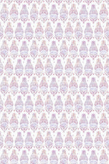 A geometric pattern with purple and pink tones in an Art Deco style on a peel and stick removable wallpaper.