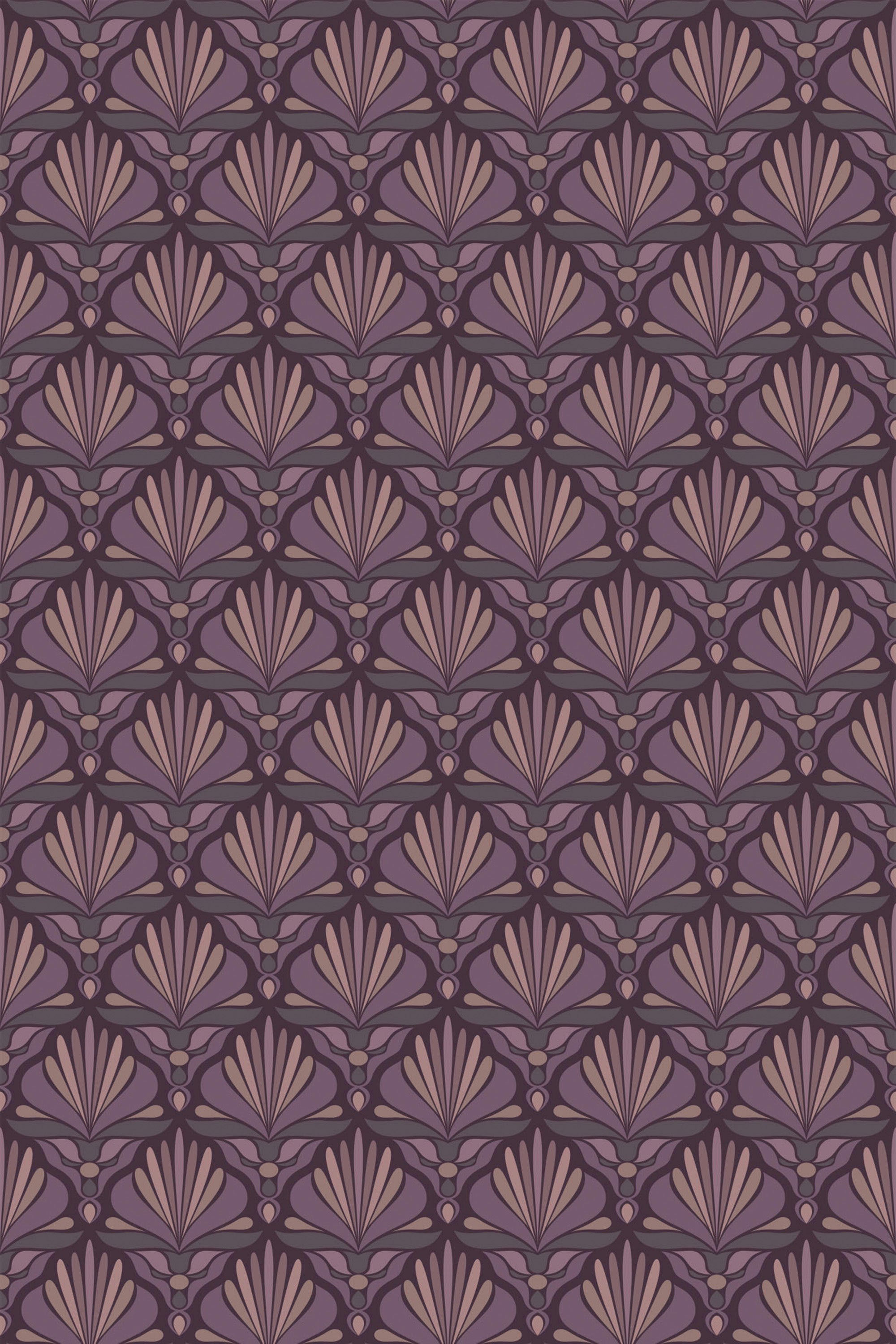 Elegant burgundy wallpaper with art deco fan patterns in a seamless design, suitable for stylish interiors, peel and stick removable wallpaper.