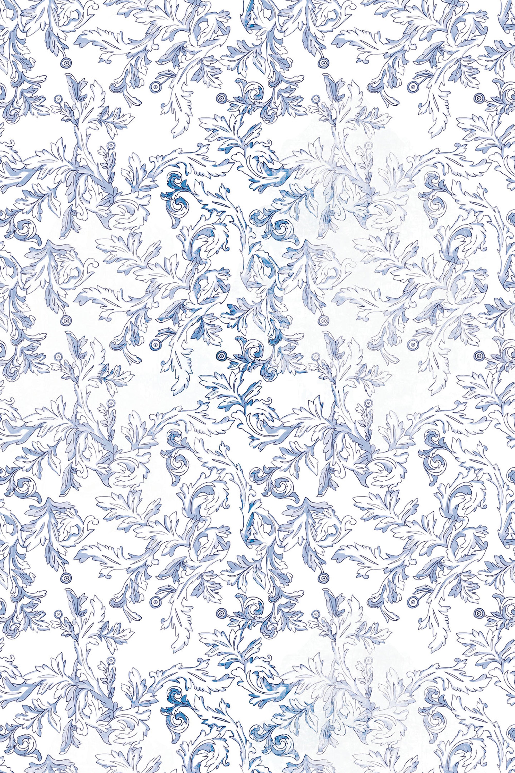 Elegant blue floral patterns on a white background in a traditional design, suitable for a classic home decor - peel and stick removable wallpaper.