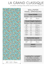 floral blues peel and stick wallpaper specifiation