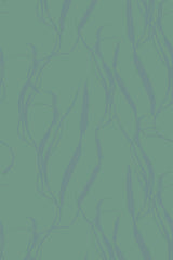 Sage green wallpaper with a repeating pattern of elegant, minimalist leaves in a darker green hue, offering a tranquil aesthetic, suitable as peel and stick removable wallpaper.