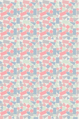 Colorful geometric shapes forming a playful pattern suitable for a child's room, peel and stick removable wallpaper.