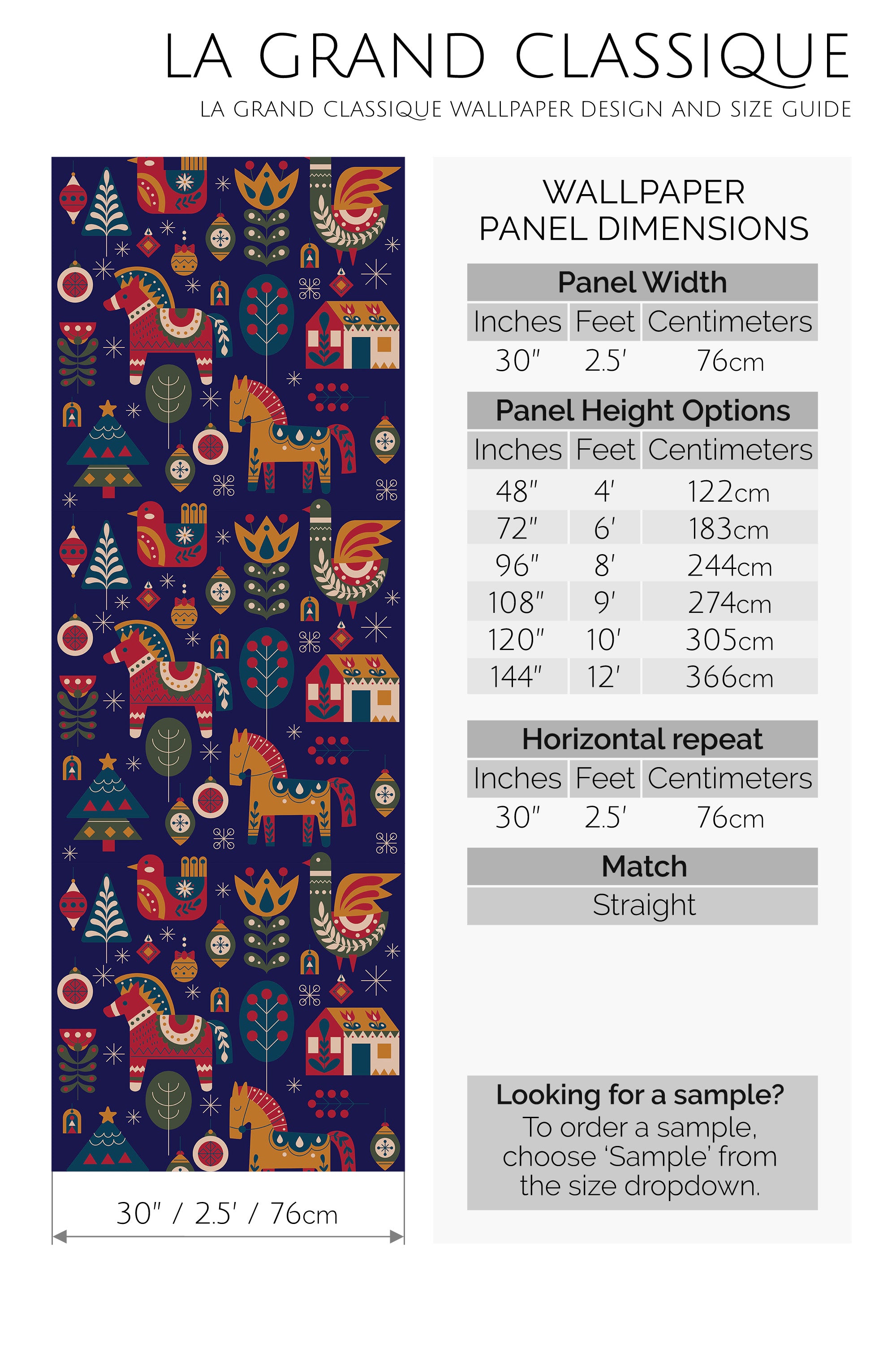 scandinavian christmas peel and stick wallpaper specifiation