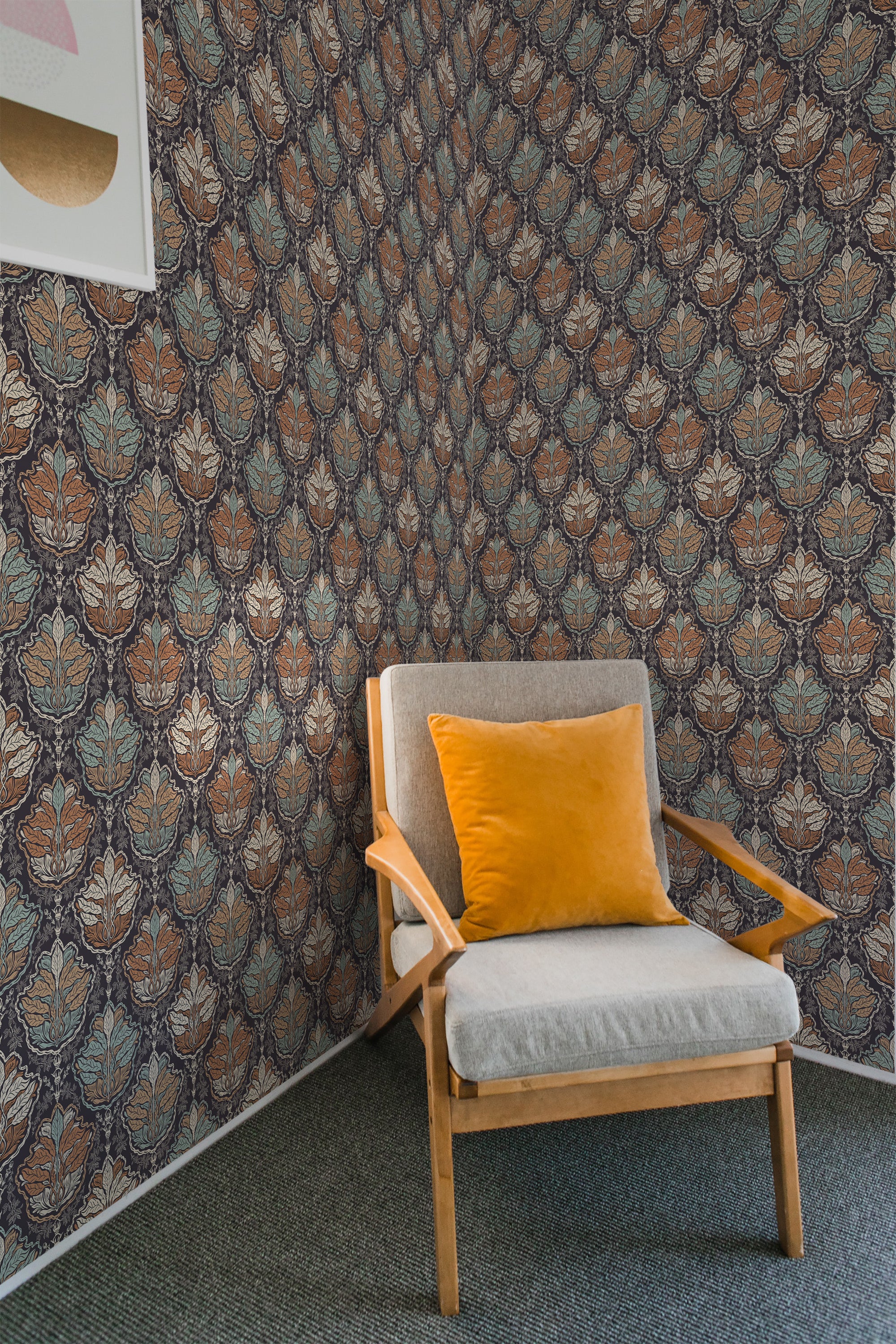 bedroom armchair cozy soft pillow interior teal and black botanical elegance by sara t peel and stick wall paper