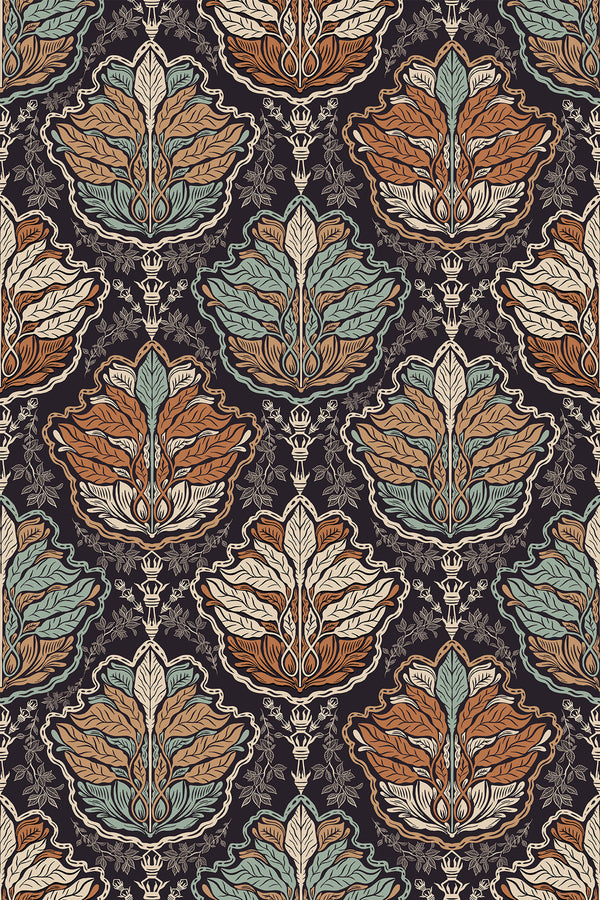 Teal and Black Botanical Elegance