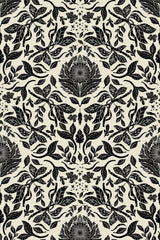 black and white botanical reverie by sara t wallpaper pattern repeat
