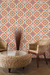 rustic armchairs coffee table lounge geometric blooms by sara t pattern interior