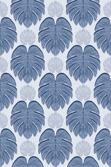 blue monstera by sara t wallpaper pattern repeat