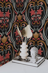 wallpaper for walls colorful dark regal floral by sara t pattern modern sophisticated vase statue home decor