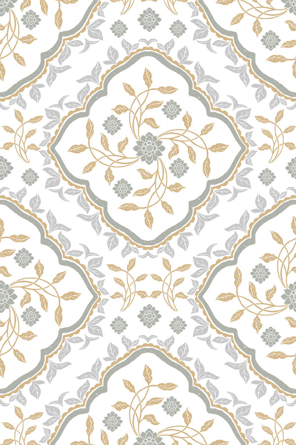 Beige and Gray Floral Pattern
